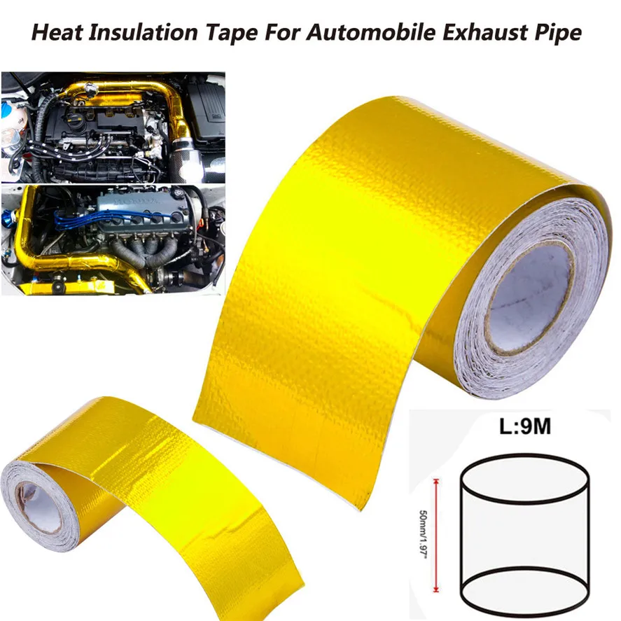

2018 New 1PC 5M/9M/10M Automotive Exhaust Pipe Decorative Aluminum Foil Thermal Insulation Tape High Quality