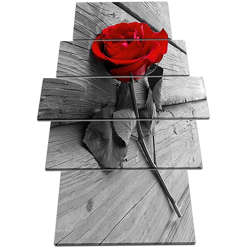 

5 Pcs DIY Rose Flowers Wall Stickers Home Poster Self-adhesive Painting