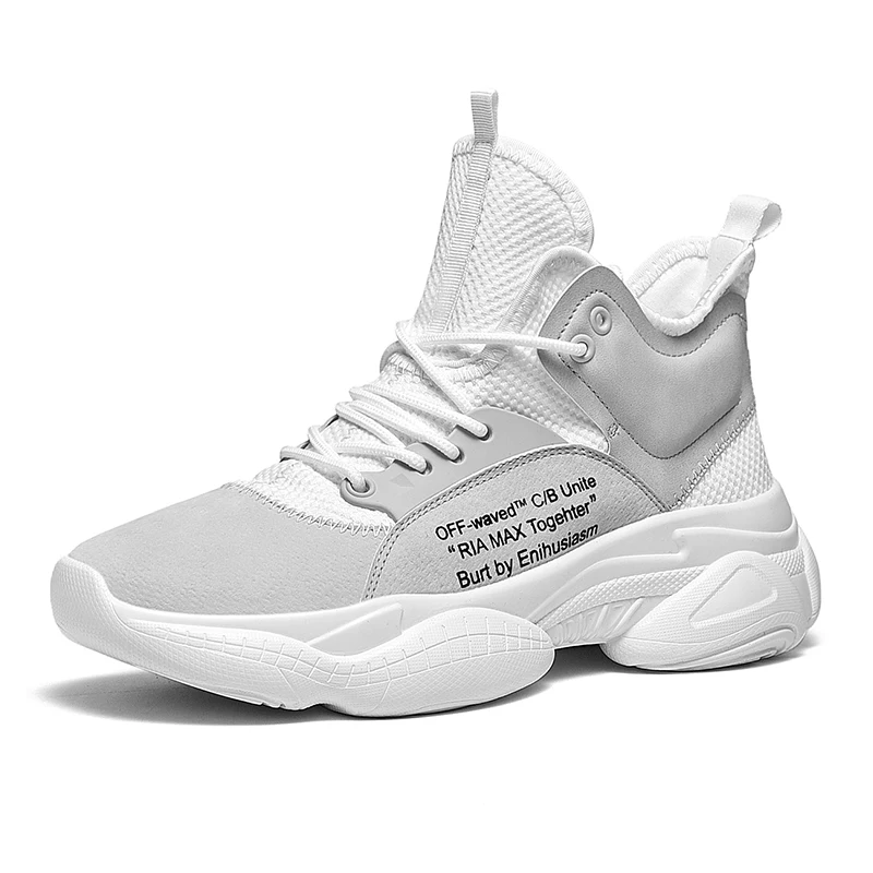 

2019 Men's Shoes Spring Net Red Tide Joker ins Sports Leisure Increase Torre Korean White vulcanized high top shoes Yasilaiya