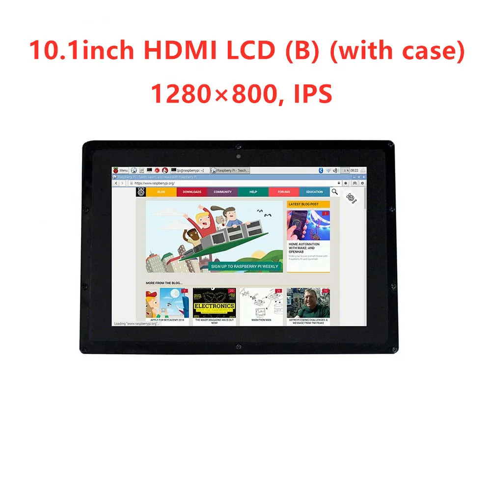 Waveshare 10.1inch HDMI LCD (B) (with case)  IPS Touch Screen 1280x800 high resolution Supports Multi Systems