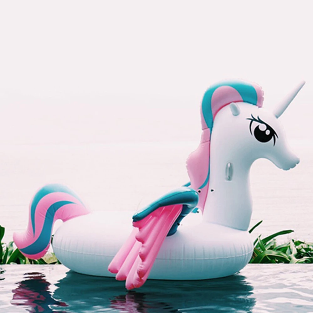 

265cm inflatable rainbow unicorn swimming pool floating pad Pegasus swimming ring floating inflatable toy