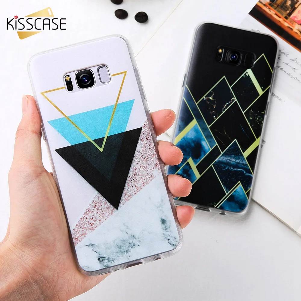 Чехол KISSCASE с геометрическим мрамором для Samsung Galaxy S9 S8 Plus Note мягкий TPU чехол