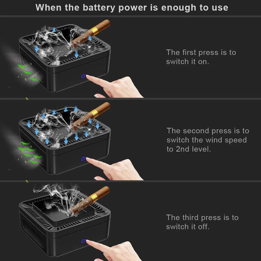 

USB Rechargeable Smokeless Ashtray Secondhand Smoke Air Filter Purifier for Home Office Car KM88