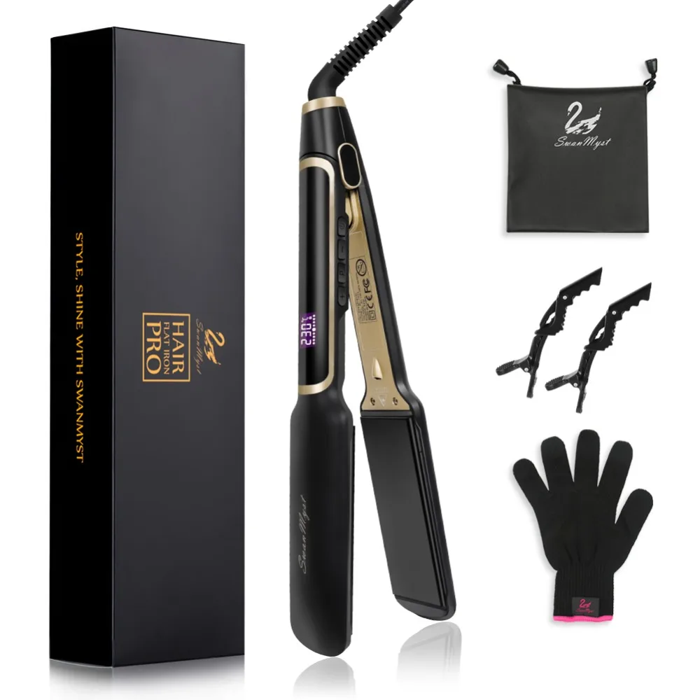 

SwanMyst Hair Straightener 2 Inch Professional Flat Iron with Nano Titanium Plates, Dual Voltage The second generation