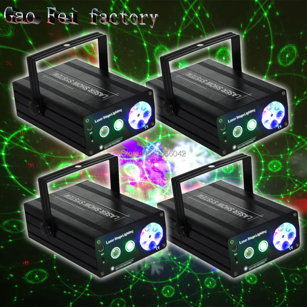 

4pcs/lot Club DJ Disco Projector Stage Laser Light Party Green Red Voice Control for DJ KTV Disco christmas