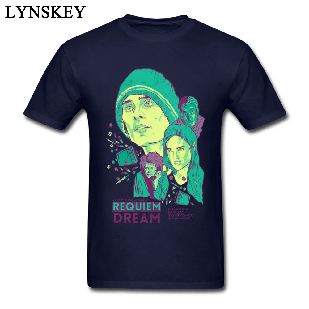 100% Cotton Tops T Shirt Requiem For A Dream for Men Design T-Shirt Casual New Design Round Collar Short Sleeve Tee Shirt Requiem For A Dream navy
