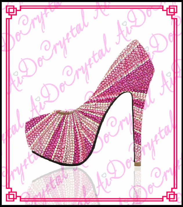Aidocrystal 2015 sexy platform high heels font b shoes b font fashion pink high heel rhinestone