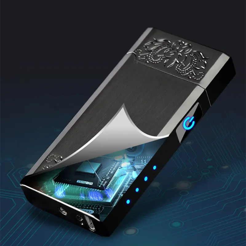 Двухдуговая Электронная зажигалка USB светодиодный индикатор заряда батареи