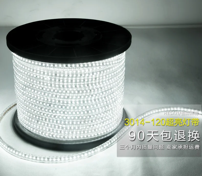 #cheap 5Meters 3014 led Strip lights high voltage AC 220V ultra bright led lights article 120 beads patch is waterproof Outdoor Project