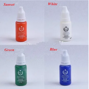 

High quality 4 piece/lot 4 colorful permanent Makeup tattoo ink pigment 15ml for eyebrow makeup