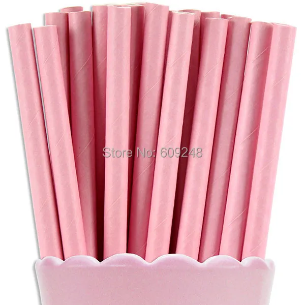 100 шт смешанных цветов простая розовая бумага соломинки, дешевые биоразлагаемые вечерние поставки сплошной цвет все розовая бумага соломинки