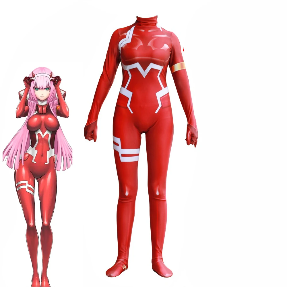 Горячая Zero Two Darling in the Franxx Косплей D Goes аниме 3D Печатный комбинезон Zentai костюм Облегающий комбинезон парик костюм на Хэллоуин