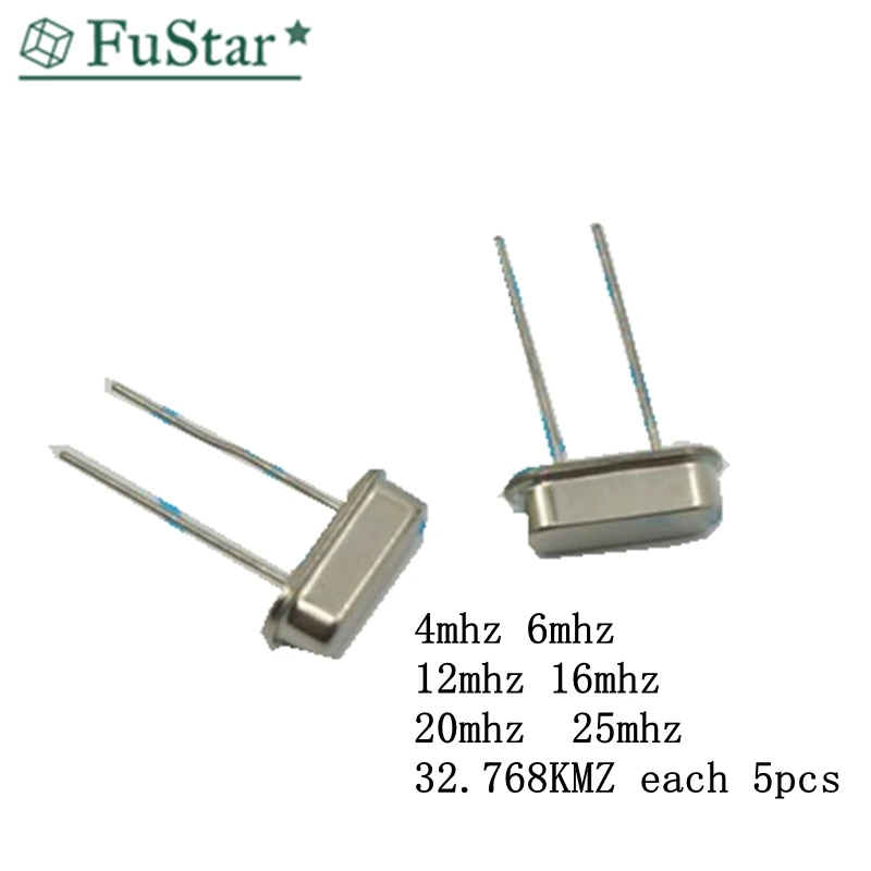 

HC-49S Crystal Oscillator Electronic Kit Resonator Ceramic Quartz Resonator hc-49 DIP 7 kinds X 5pcs 32.768K 4 8 12 16 20 25 MHZ
