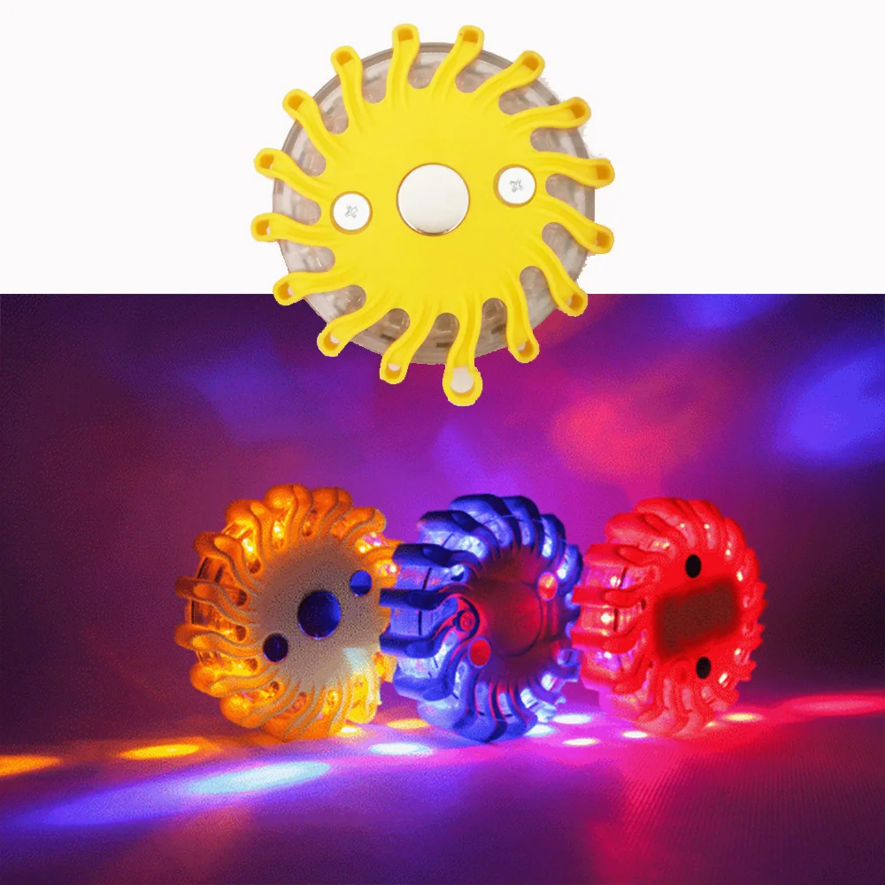 

16LED Round Emergency Strobe Flashing Warning Lights 12V Car magnetic force Road Safety Light auto magnetic led flashing light