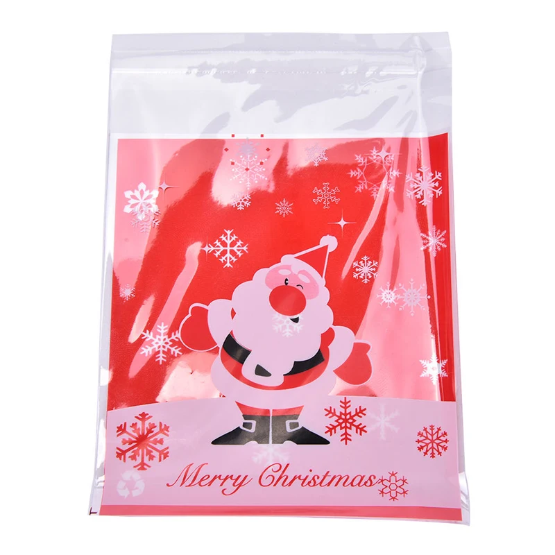 DIY 100Pcs Self Adhesive Christmas Cookie Candy Package Gift Bags Cellophane