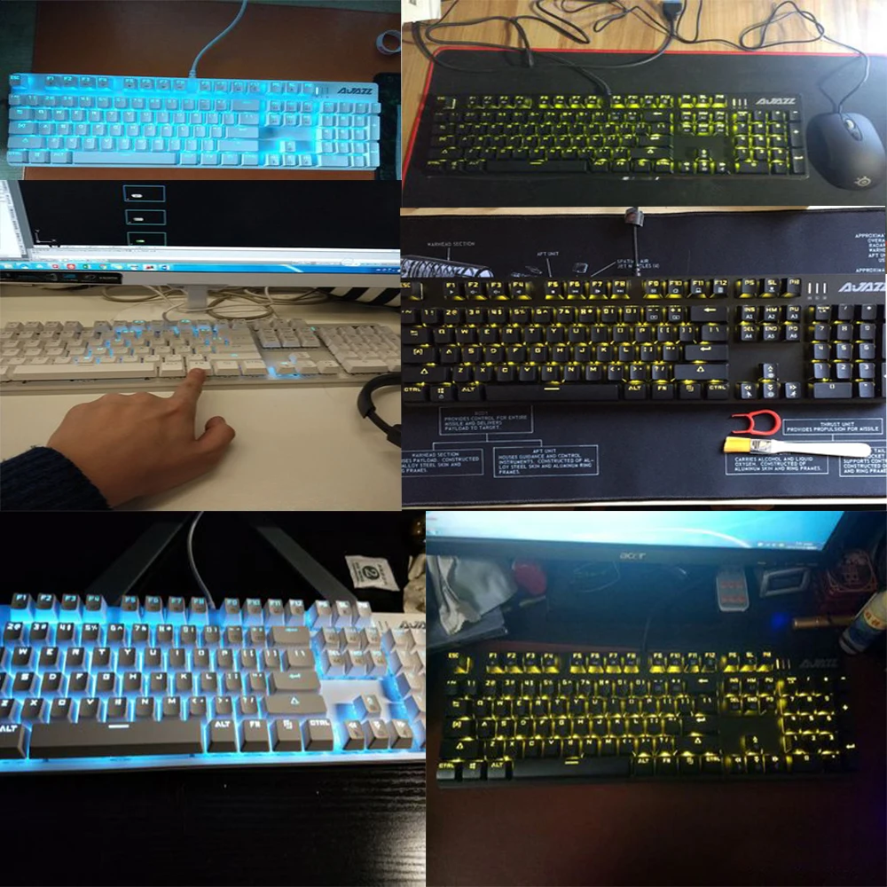 Ajazz ROBOCOP Проводная клавиатура с подсветкой Клавиатура подсветка анти-ореолы n-клавишный опрокидывающийся коричневый/черный/красный/синий