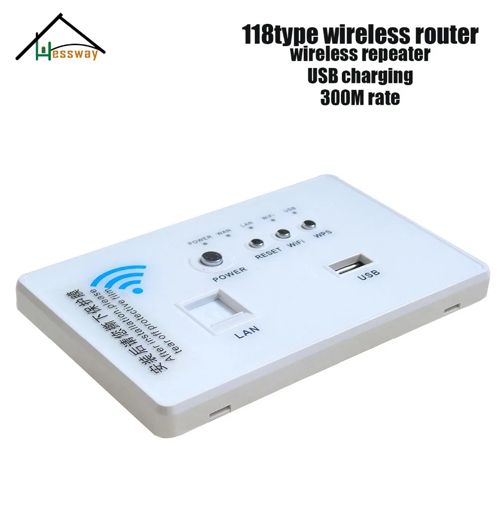  HESSWAY Wall incrustado inalámbrico AP Router 3G/4G inalámbrico Wifi ordenador USB cargador Socket 