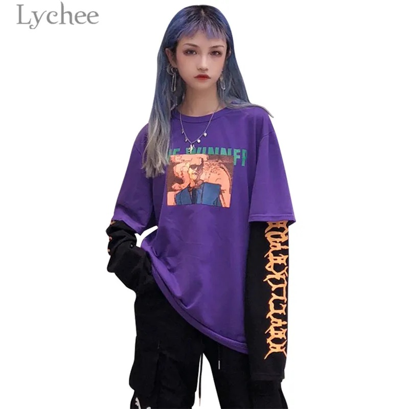 Женская винтажная Толстовка Lychee из 2 предметов с буквенным принтом Осенние