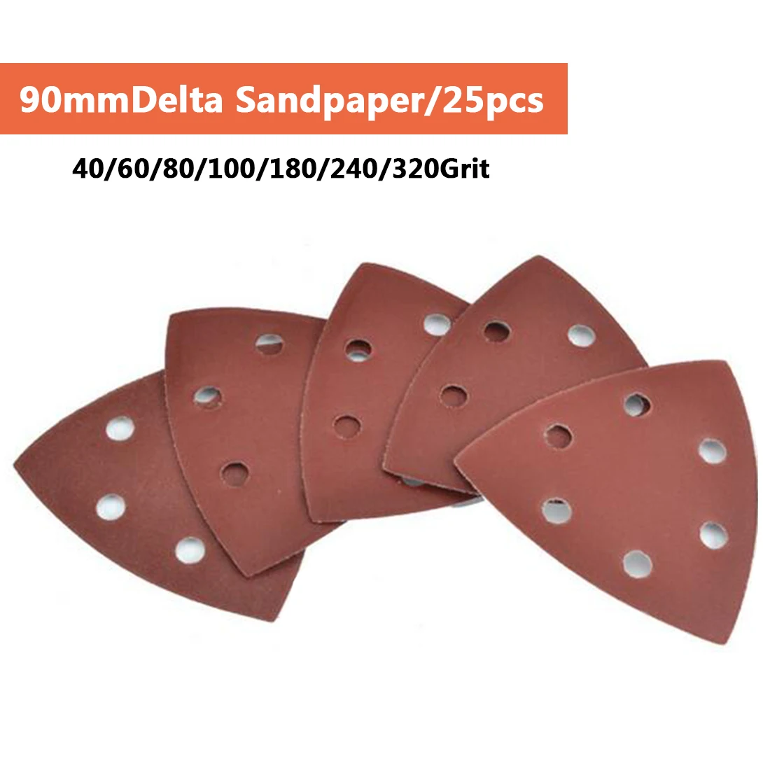 Треугольник 6 отверстий Self-клейкая наждачная бумага 90 мм Delta Sander песок бумажная липучка и петля диск из наждачной бумаги абразивные