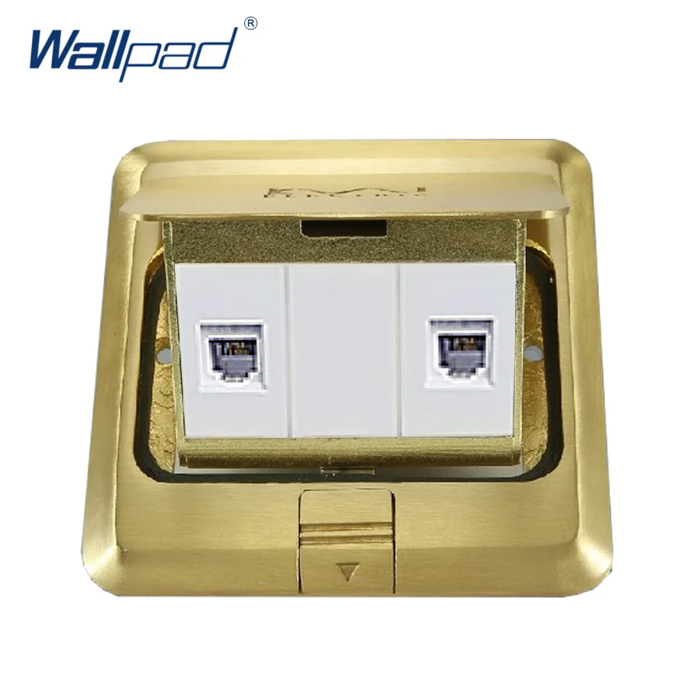 

Double Computer Floor Socket Wallpad Luxury Copper and SS304 Panel US Damping Slow Open For Ground With Mouting Box