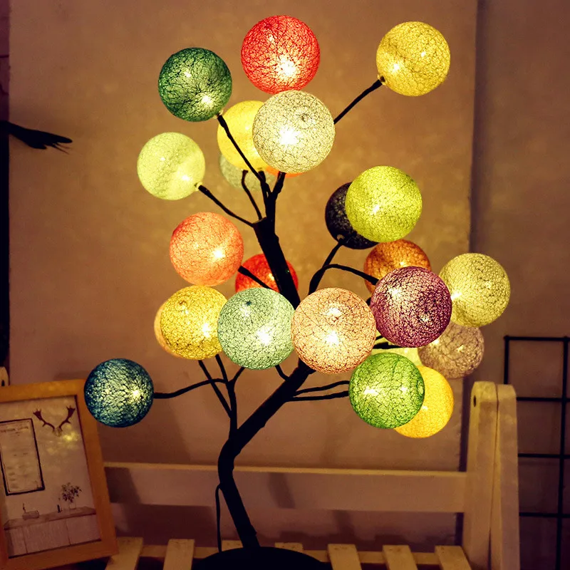 

Creative 45CM LED Cotton Ball Tree Table Light Romantic Wedding Party Christmas Decoration Desk lamp AC 220V EU Plug