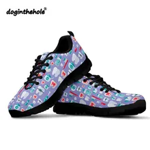 Doginthehole/фиолетовые кроссовки с рисунком дантиста; женские спортивные дышащие легкие женские прогулочные туфли; нескользящие черные кроссовки; Zapatillas