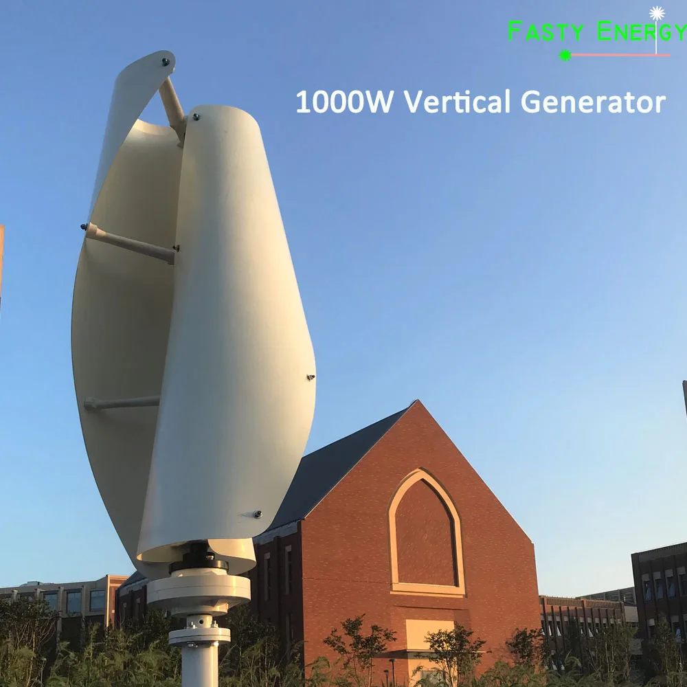 1000 Вт 24v48v Горячая вертикальный ветряной турбины генератор с постоянным магнитом Трехфазная Вертикальная ось ветряная мельница с контроллером