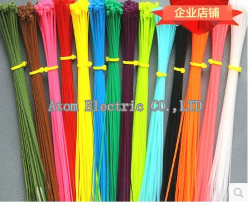 

Color self locking nylon cable tie 4*200mm 2.6mm width plastic bundle wire cable tie red yellow green 100PCS