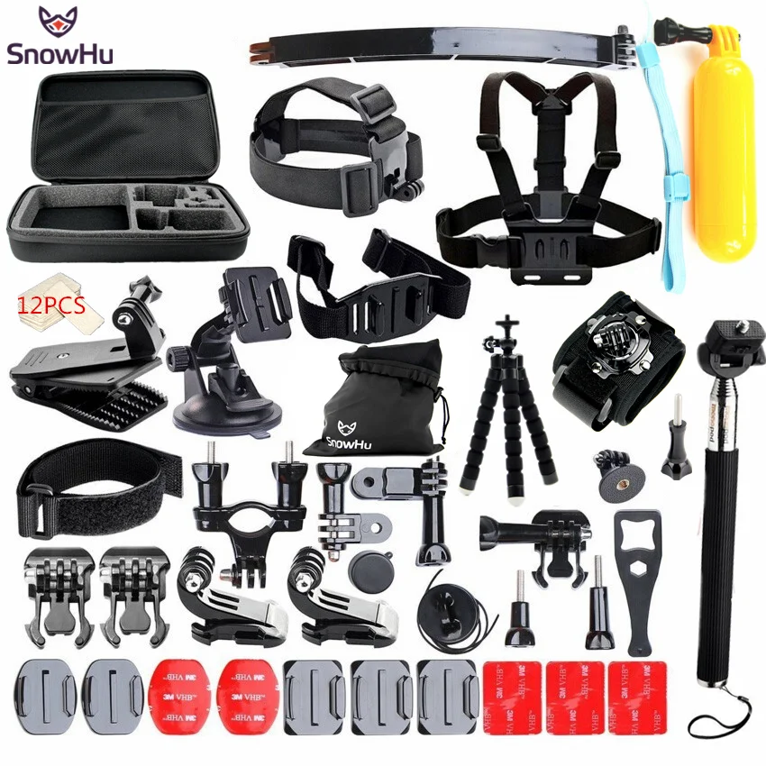 SnowHu para Gopro accesorios set para go pro hero 7 6 5 4 kit de montaje para SJCAM SJ4000 para cámara xiaomi yi para eken h9 trípode GS24 - 1