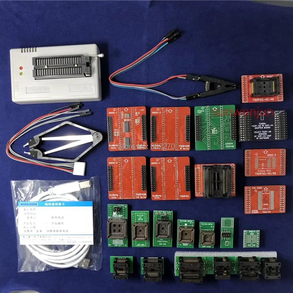 Черный выпуск V8.30 XGecu TL866II плюс USB программатор 15000+ IC SPI Flash NAND EEPROM MCU PIC AVR+ 23 шт. адаптер+ SOIC8 Testclip