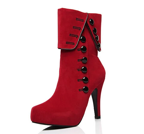 Rumbidzo/Модные женские ботинки; коллекция года; ботильоны на высоком каблуке; Брендовая женская обувь на платформе; сезон осень-зима; botas femininos; плюш - Цвет: Красный