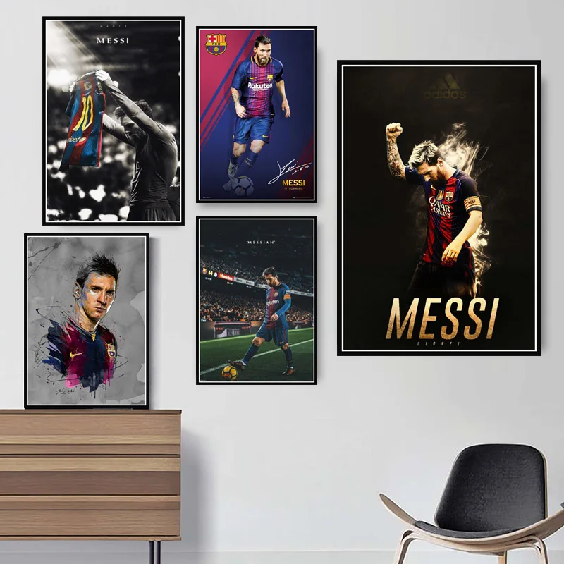

Hot Messi Soccer Football King Star Lionel Messi Poster Prints Wall Art Painting Canvas Wall Pictures For Living Room Home Decor