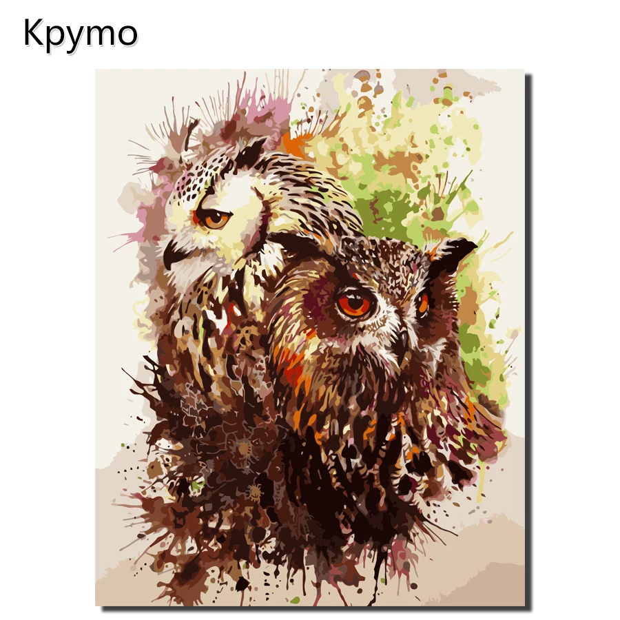 

Kpymo Frameless Happy Owl DIY Painting By Numbers Modern Drawing Color Numbers Kits Paint On Canvas For Home Wall Art Picture