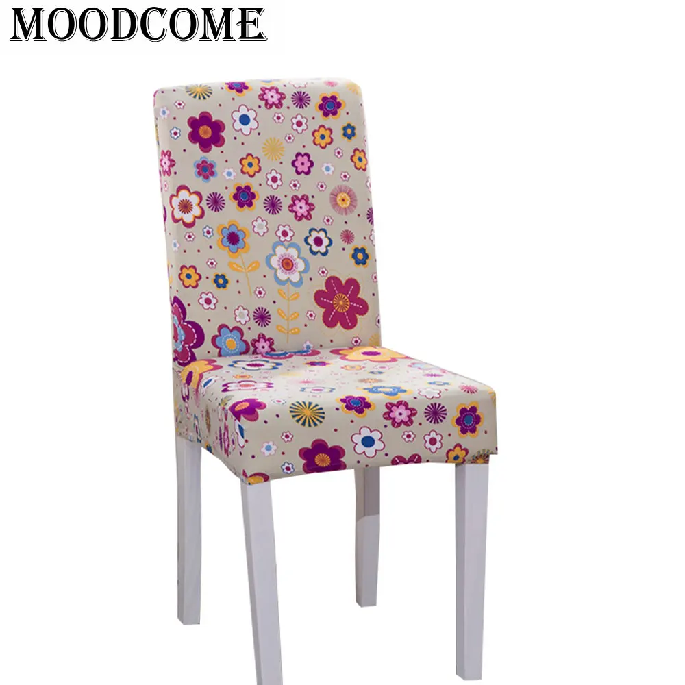 Gold Flower Chair Cover Spandex Cover for Chair Dining Room Yellow