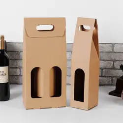 50 шт крафт-бумага коробка для красного вина ручной одиночный/двойной пакет для красного вина коробка для подарка с прозрачным вырезом lin4012