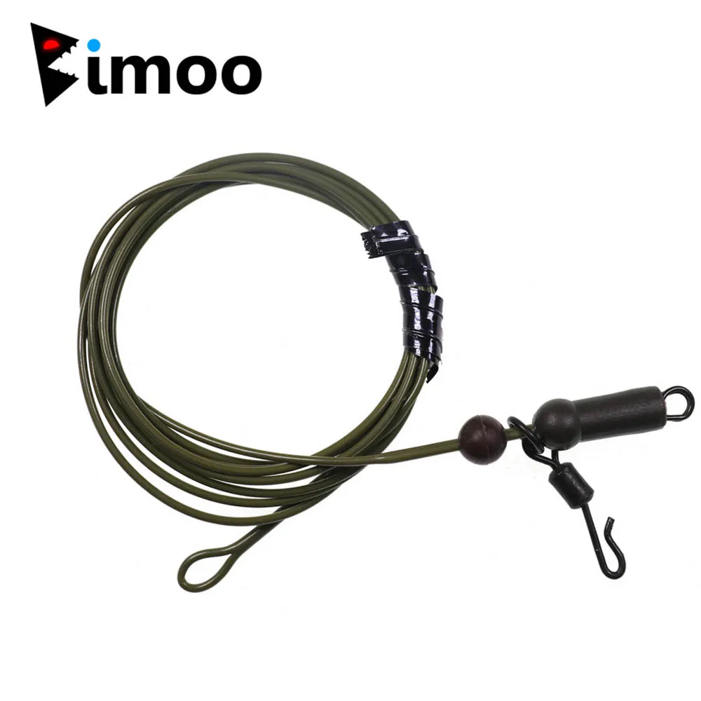 

Bimoo 1PC Carp Fishing High Carbon Nylon Mono Carp Link Braided Core Carp Link with Rubber Sleeve & Lead Clip & Rolling Swivel