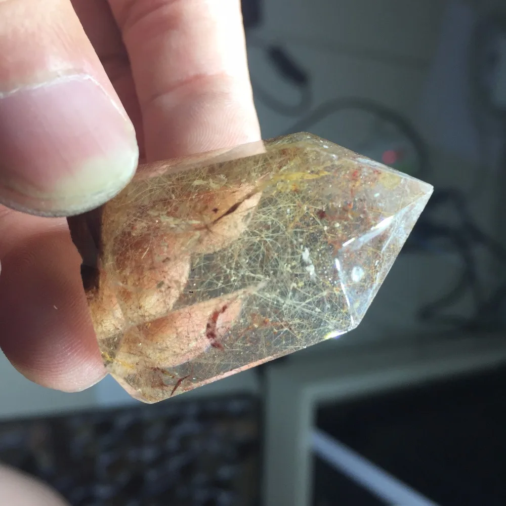 

Wedding Decoration 31g Natural Rutilated Quartz Crystal Wand Healing Stone HD107