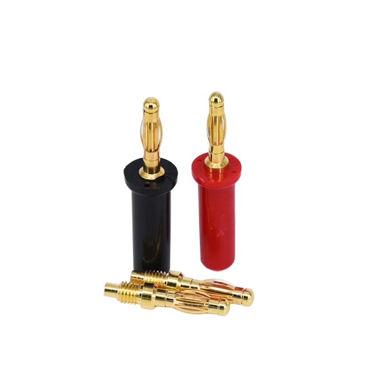 

4pcs New 4mm Plugs Gold Plated Musical Speaker Cable Wire Pin Banana Plug Connectors Pure copper Welded joint