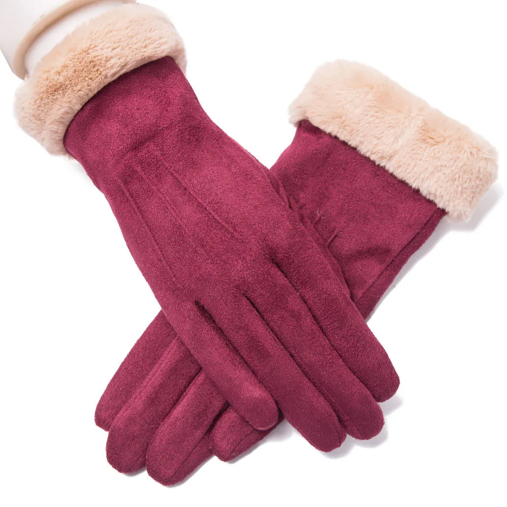 Мода 2019 Осенние перчатки митенки femme красный для дам женские зимние однотонные полный палец руки открытый теплый распродажа товаров mar 14