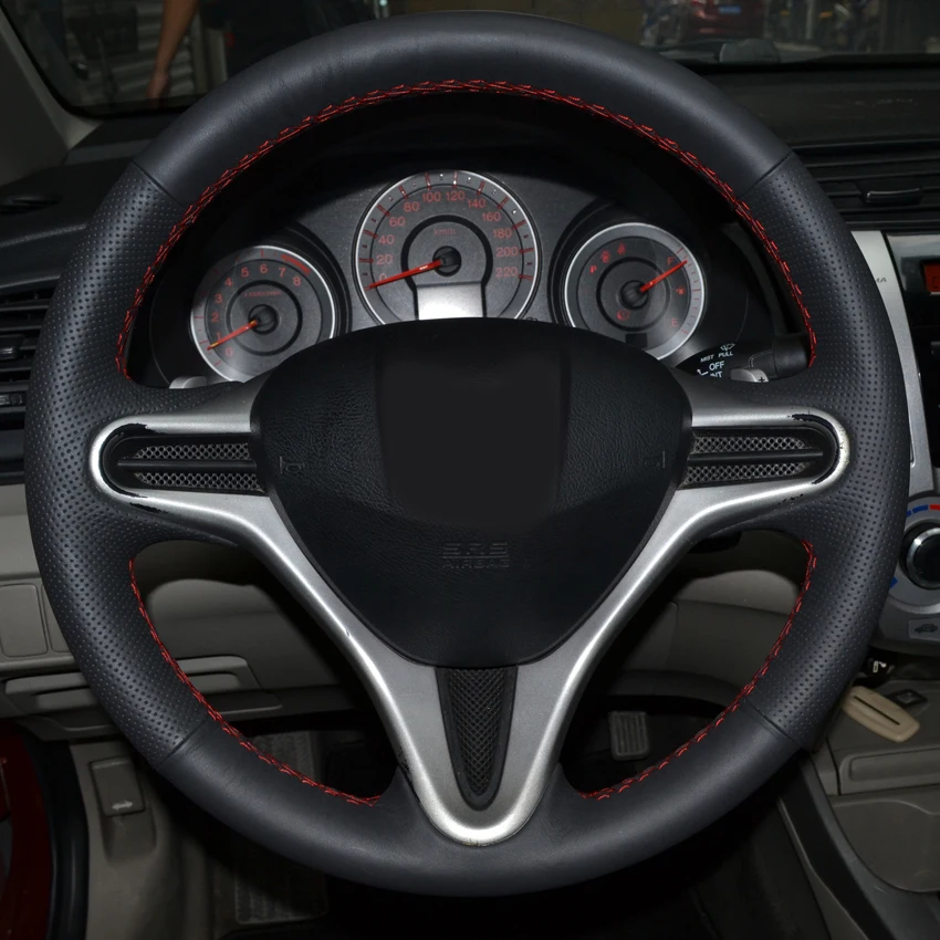 Ceny AOSRRUN skórzane ręcznie szyte pokrowce na kierownicę samochodową do Honda Civic 2005 2011 8th MK8 akcesoria samochodowe