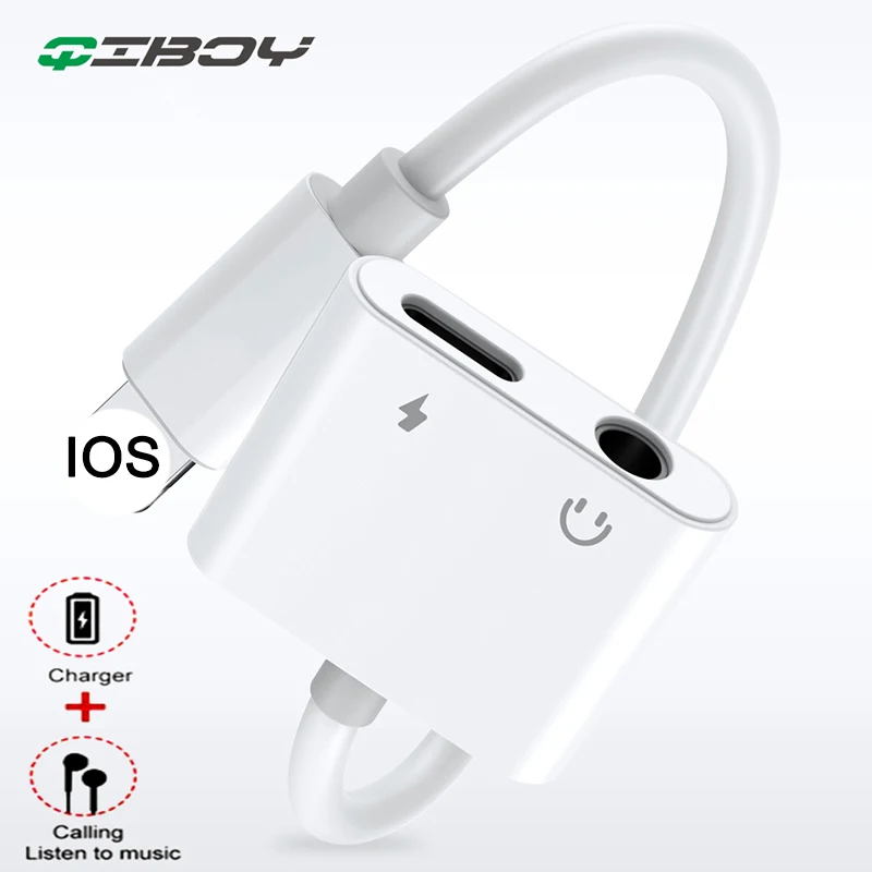 

For iPhone Lightning To 3.5 mm Headphone Jack Adapter 2 in 1 For iPhone X 7 8 Plus XS OTG Play Aux Audio Converter IOS 12 System
