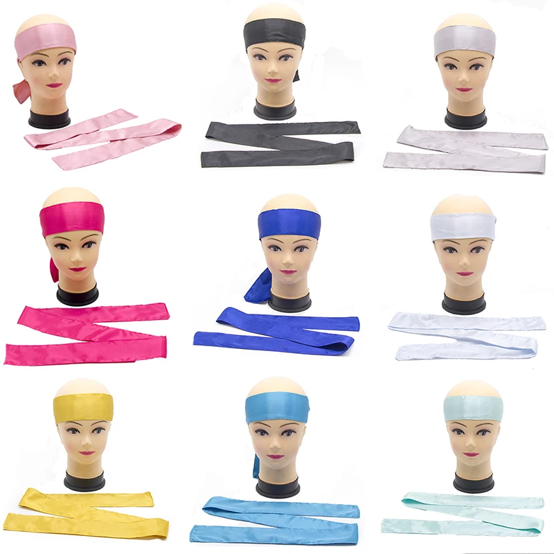 

Drop shipping!New Blank Stock Satin Scarf Virgin Hair Extensions Wrapping Head Bands Women Human Hair Forehead Wraps Headband