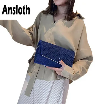 

Ansloth Glitter Clutch Bag Women Chain Wedding Bag Lady Solid Color Clutch Female Evening Party Bag Simple Shoulder Bag HPS577
