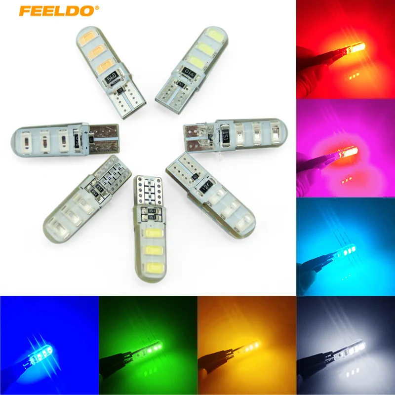 

100Pcs T10 led bulb W5W 5630 6Led Car Led Light 6 LED 5730 6SMD T10 silicone w5w Turn light Reverse License Plate #FD-2903
