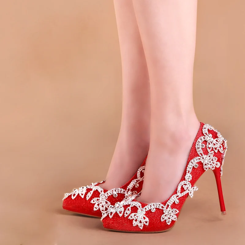 Rouge Femmes Princesse Talons Pour Chaussures Partie Bling Diamant Pompes Strass Mariée Couleur Paillettes Nomination 5xAg0z4qw