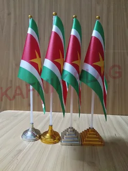 

KAFNIK,5/10pcs Suriname a lot table desk flag banner 14*21cm flag /Plastic flags or suction cups for your choice free shipping