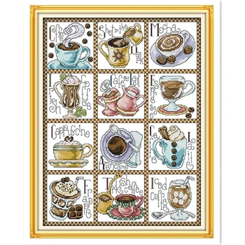 

December Coffee Chinese Counted Cross Stitch Pattern DIY Set Home Decoration Cross Stitch Kit Embroidery Cross Set Needlework