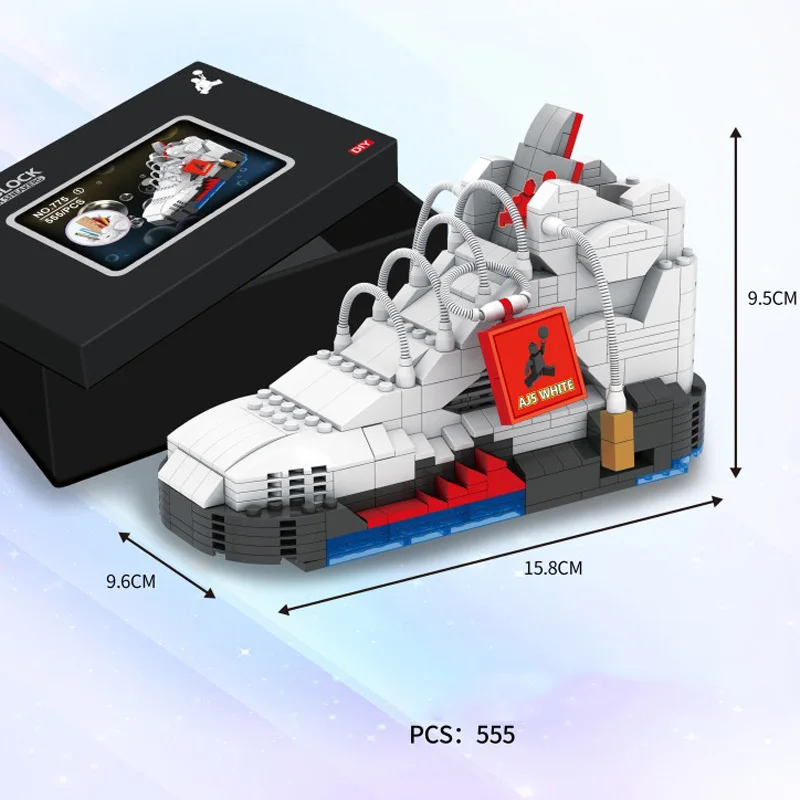 Популярные спортивные баскетбольные кроссовки AJ5 мини блок ручка контейнер Строительные кирпичи образование игрушки коллекция для подарков