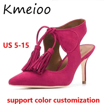 

Kmeioo Women Shoes US 5-15 Fringe Pumps Slingback Pumps Lace Up High Heels Pointed Toe Stiletto Party Evening Wedding Shoes