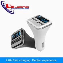 Dual USB автомобиль переходник для зарядного устройства 4.8A светодио дный цифровой светодиодный Напряжение Ток дисплей авто зарядное устройство для samsung смартфон планшеты